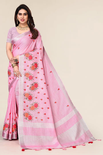 Ethnic Motifs Zari Woven Design Banarasi Saree